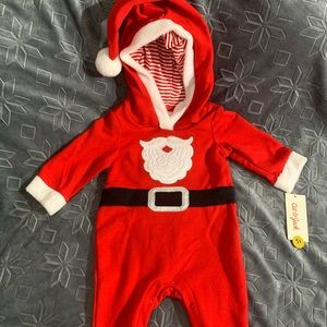 NWT Baby Cat & Jack Red one piece Santa suit 3-6 m